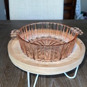 1930s vintage pink depression glass candy dish, Anchor Hocking Fortune pattern